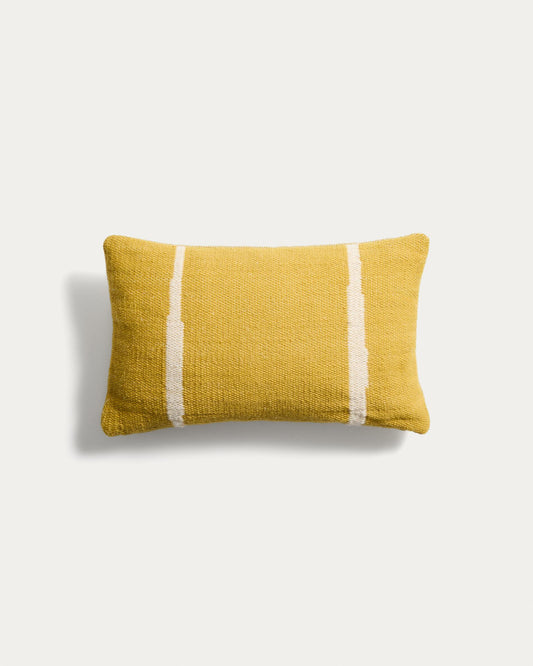 Daila yellow 100% PET cushion cover with Ikat graphic 30 x 50cm