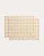 Adesta set of 2 individual placemats in 100% cotton ecru with yellow checks 35 x 50 cm