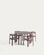 Erice set of 4 stackable chairs in aluminium and rope cord and a table in brown aluminium and tempered glass Ø120cm
