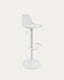 Orlando-T barstool white synthetic leather and matt white steel 60-82 cm