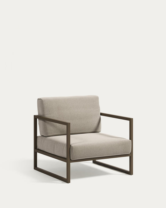 Comova 100% outdoor armchair in light grey and green aluminium