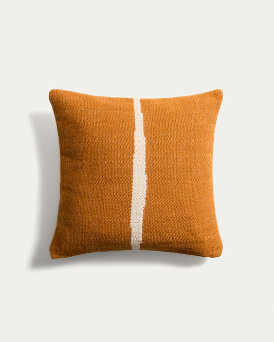 Daila orange 100% PET cushion cover with Ikat graphic 50 x 50cm
