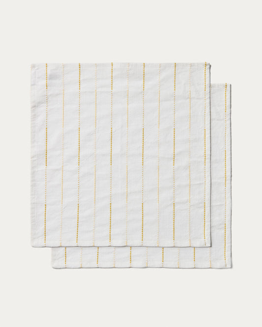Anila set of 2 yellow cotton jacquard napkins 35 x 35cm