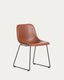 Zahara brown polyurethane chair with steel legs with black finish FSC 100%