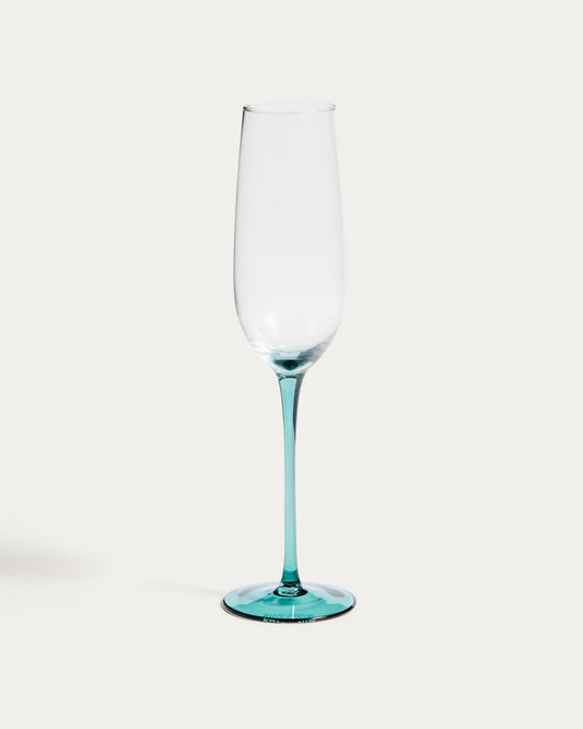 Irides clear champagne glass with blue detail, 24.5 cl
