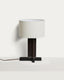 Niani table lamp in dark-finish rubber wood with ivory-coloured cotton shade Ø30cm