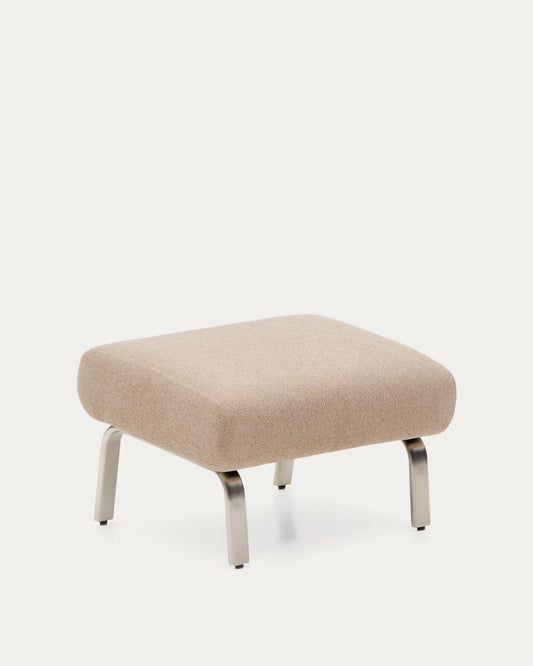 Amsen light brown footrest with brushed stainless steel legs 68 x 55 cm