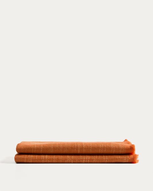 Sareli orange wool blend blanket 130 x 170cm
