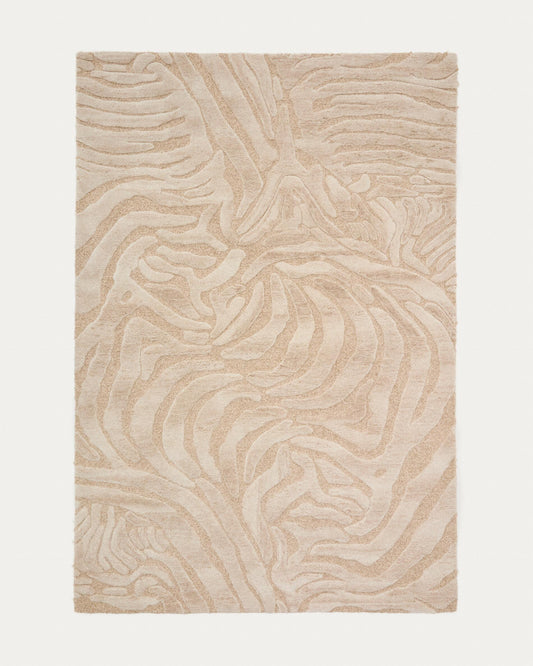 Tribet zebra jacquard wool blend rug 200 x 300 cm