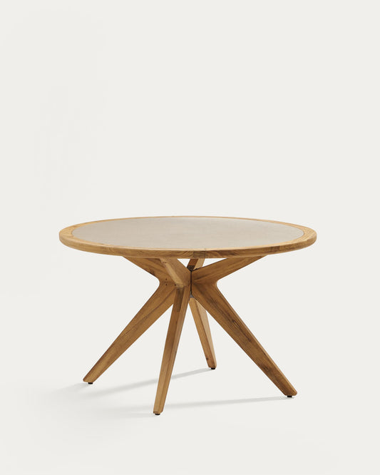 Julieta round table in polycement and solid acacia wood Ø 120 cm FSC 100%