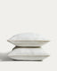 Sirale set of 2 100% cotton sateen pillowcases with washed white finish 65 x 65cm
