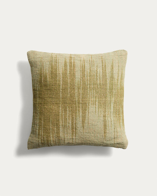 Liroda jute cushion cover with green ikat graphic 50 x 50 cm