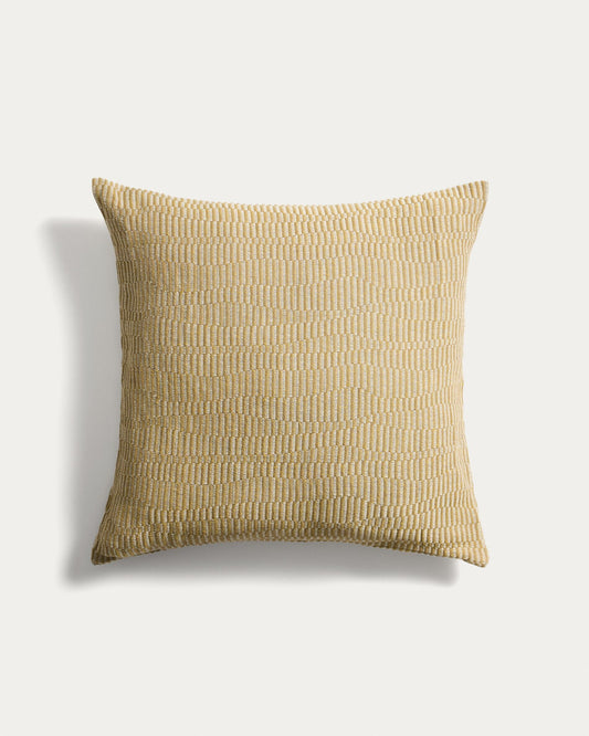 Nerel yellow cotton and linen jacquard cushion cover 50 x 50cm