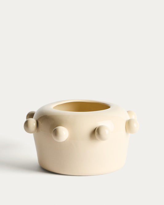 Odra vase in ecru ceramic with glossy finish 17cm