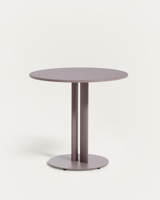 Sedalis round outdoor table in steel with taupe aluminium top Ø80cm