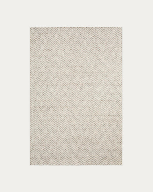Calira beige woven jacquard wool rug 230 x 160cm