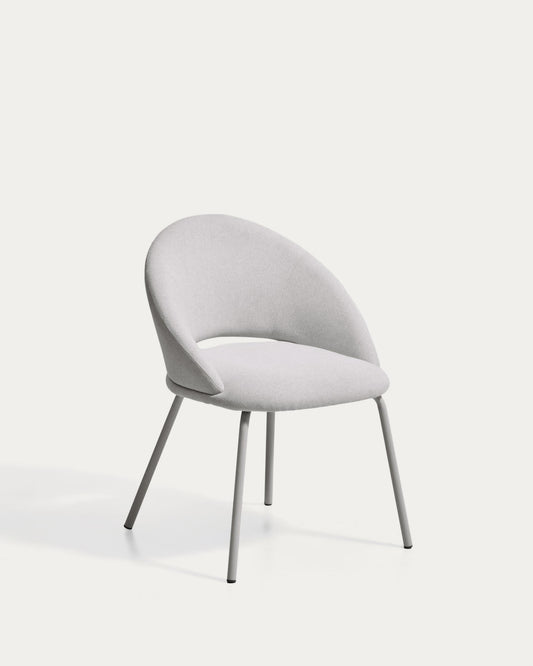 Bonali chair in grey chenille with grey metal legs FSC Mix Credit