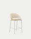 Eamy stool in beige polyurethane, ash veneer natural finish and beige metal 65 cm
