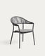 Alimia stackable outdoor chair in graphite aluminium with grey synthetic rope