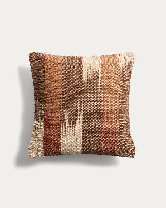 Domira jute cushion cover with multicolour ikat graphic 50 x 50 cm
