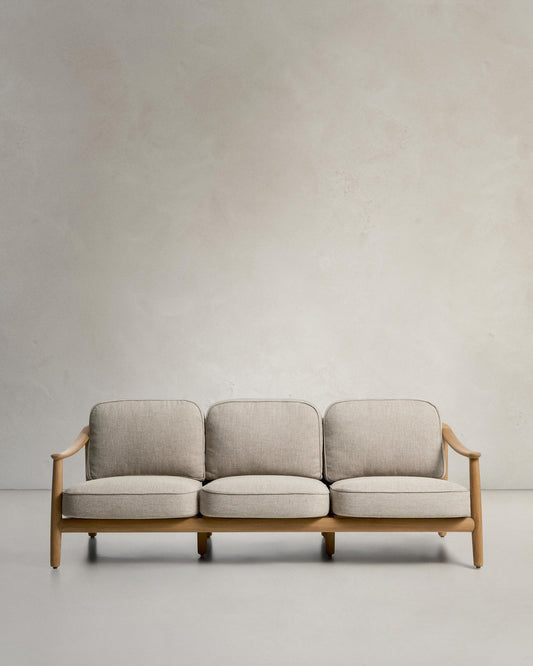 Elunda 3-seater outdoor sofa in solid teak wood FSC 100% 215cm