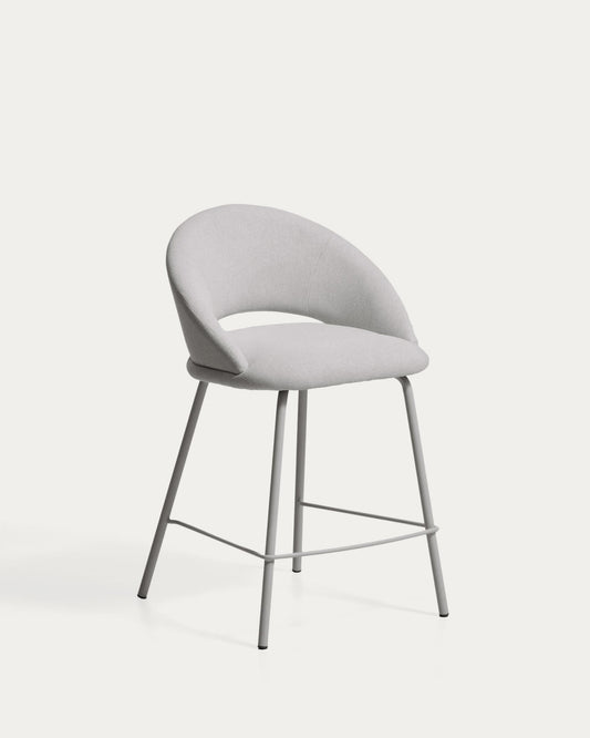 Bonali stool in grey chenille with grey metal legs FSC Mix Credit 65cm