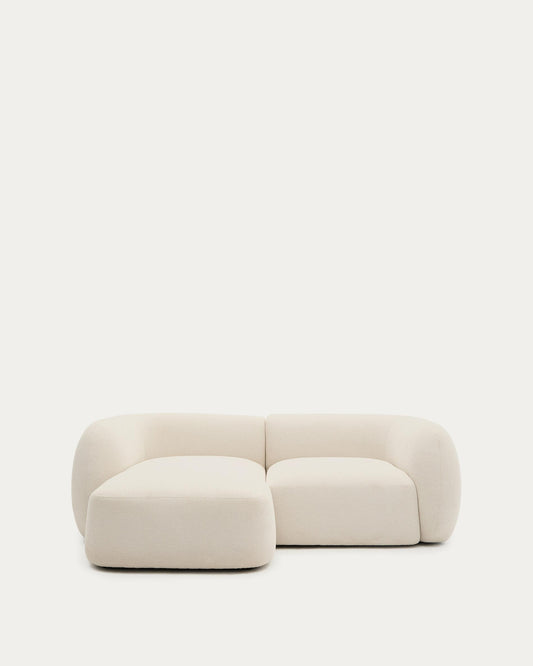 Martina ecru chenille 2-seater modular sofa with left chaise longue 230cm