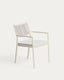 Argasi stackable outdoor chair in ecru aluminium and grey synthetic rope cord