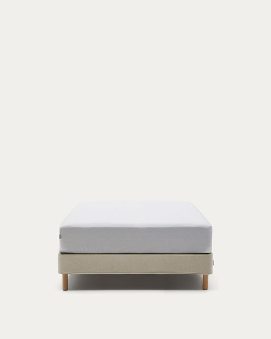 Ofelia base with ecru removable cover and solid beech wooden legs for a 90 x 200 cm mattress FSC Mix Credit