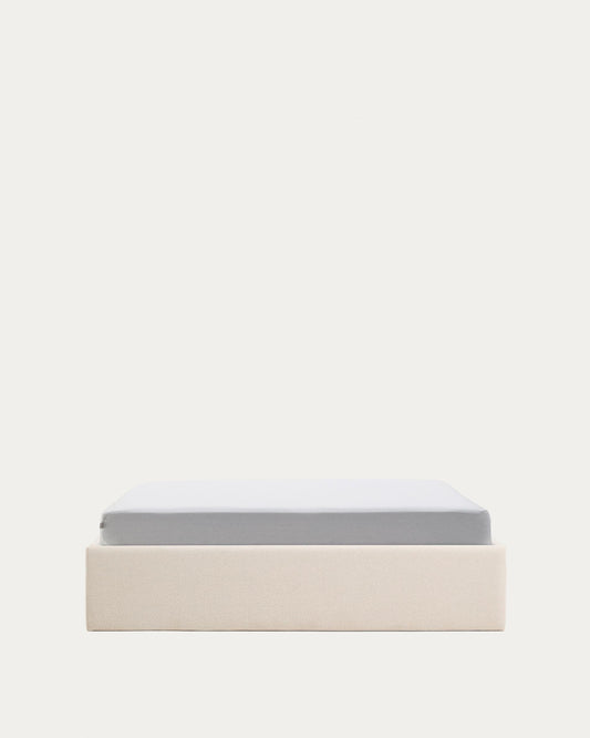 Nelzi ecru chenille ottoman bed base with removable cover for 150 x 200cm mattress FSC 100%