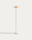Nuvira floor lamp in light grey brushed metal and orange lampshade