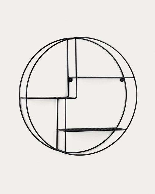 Across wall shelves in steel with black finish Ø 55 cm