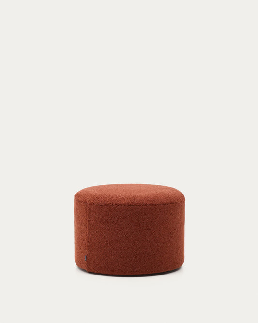 Kaeli footrest with removable cover in terracotta bouclé Ø 60 cm