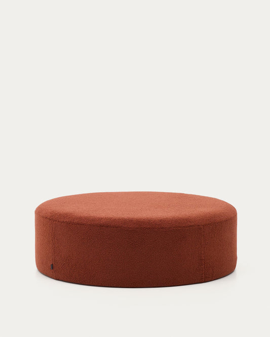 Kaeli footrest with removable cover in terracotta bouclé Ø 120 cm