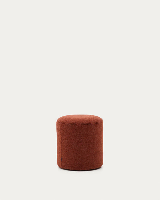 Kaeli footrest with removable cover in terracotta bouclé Ø 43 cm