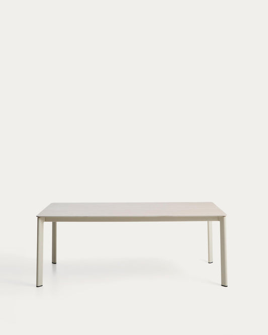 Anafi table in sintered stone and beige aluminium 180 x 90cm