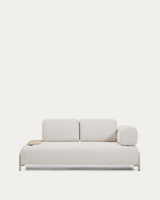 Compo 2-seater sofa in ecru chenille, small oak veneer tray table and beige metal frame 200 cm FSC Mix Credit