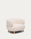 Luisa armchair in ecru boucle with solid beech wood legs 90 cm