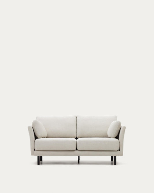 Gilma 2 seater sofa in chenille pearl with painted black finish legs, 170 cm