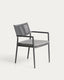 Argasi stackable outdoor chair in graphite aluminium and dark grey synthetic rope cord