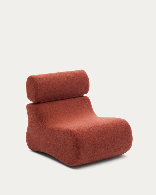 Club terracotta bouclé armchair