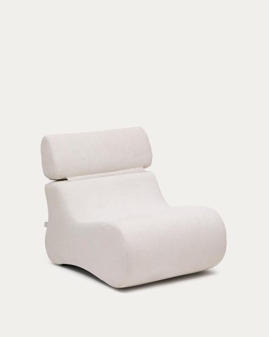 Club pearl-coloured, chenille armchair