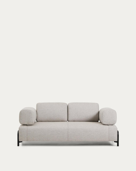 Compo 2-seater greige sofa with black metal frame 200 cm FSC Mix Credit