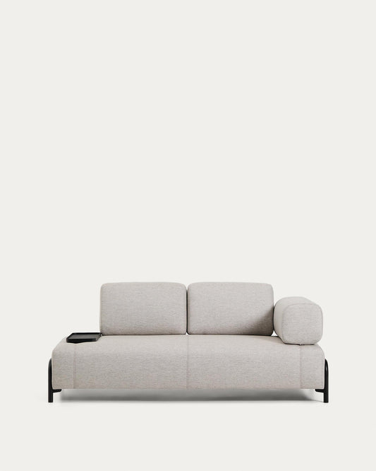 Compo 2-seater greige sofa with small tray table and black metal frame 200 cm FSC Mix Credit