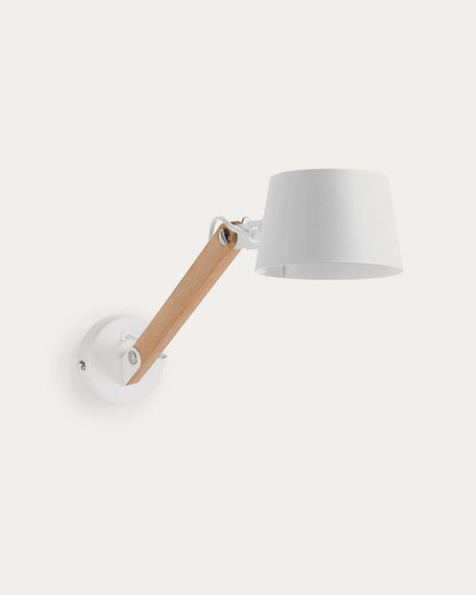 Muse wall light made from beech and steel with a white finish