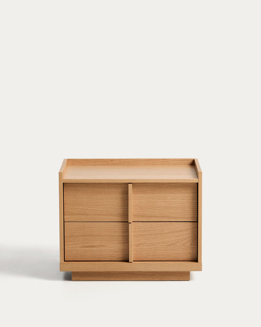 Onix bedside table, 2 drawers, oak veneer in a natural tone finish, 60 x 47 cm FSC Mix Credit