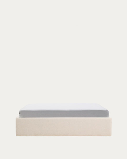 Nelzi ecru chenille ottoman bed base with removable cover for 160 x 200cm mattress FSC 100%