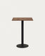 Esilda high table in walnut finish melamine with metal leg in a painted black finish, 60x60x96 cm