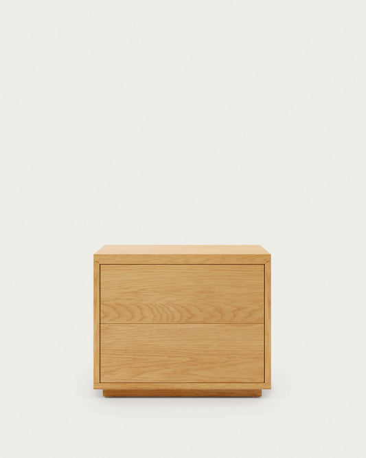 Abilen oak veneer and white lacquer bedside table, 53 x 44 cm, certified FSC 100%