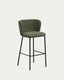 Ciselia dark green thick chenille stool with black finish steel legs FSC Mix Credit 75cm